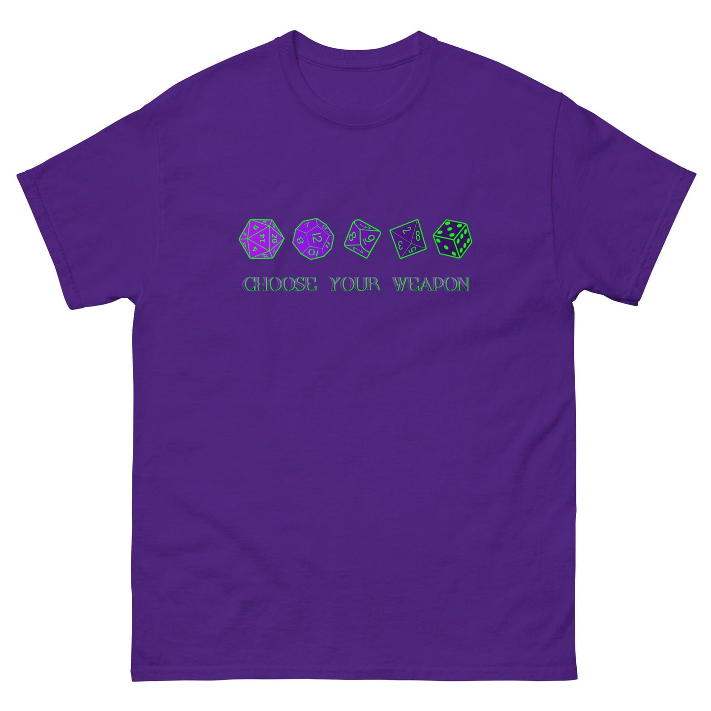 Choose Your Weapon RPG Dice T-shirt Purple / S