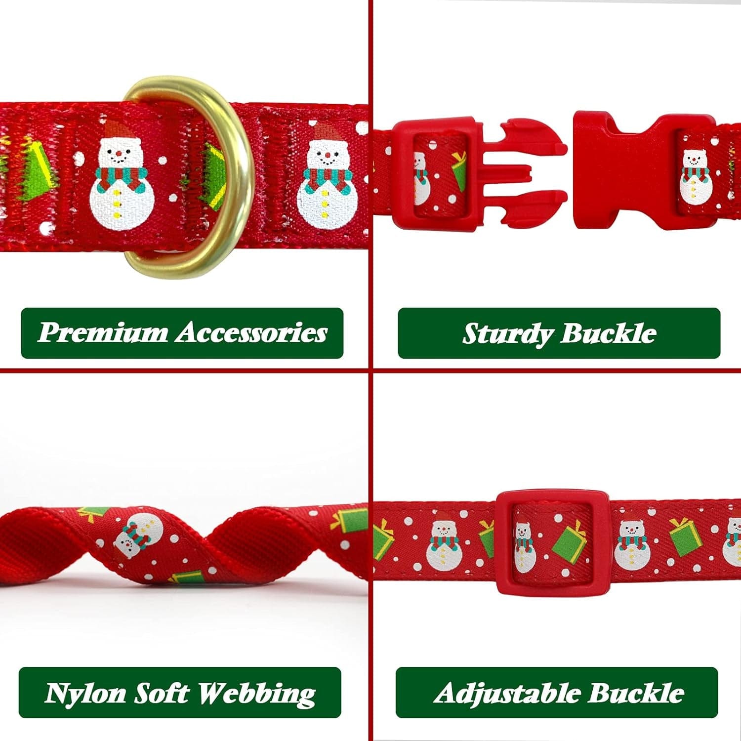 Christmas Dog Collar Adjustable Xmas Dog Collar with Christmas Antler Bow Tie Accessories Snowman Dog Collar for Medium Dogs 1Christmas-Snowman / M - Neck: 14-20 Inch