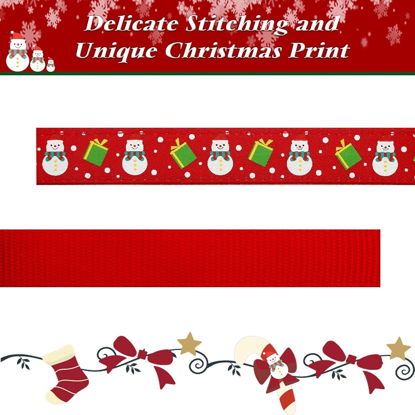 Christmas Dog Collar Adjustable Xmas Dog Collar with Christmas Antler Bow Tie Accessories Snowman Dog Collar for Medium Dogs 1Christmas-Snowman / M - Neck: 14-20 Inch