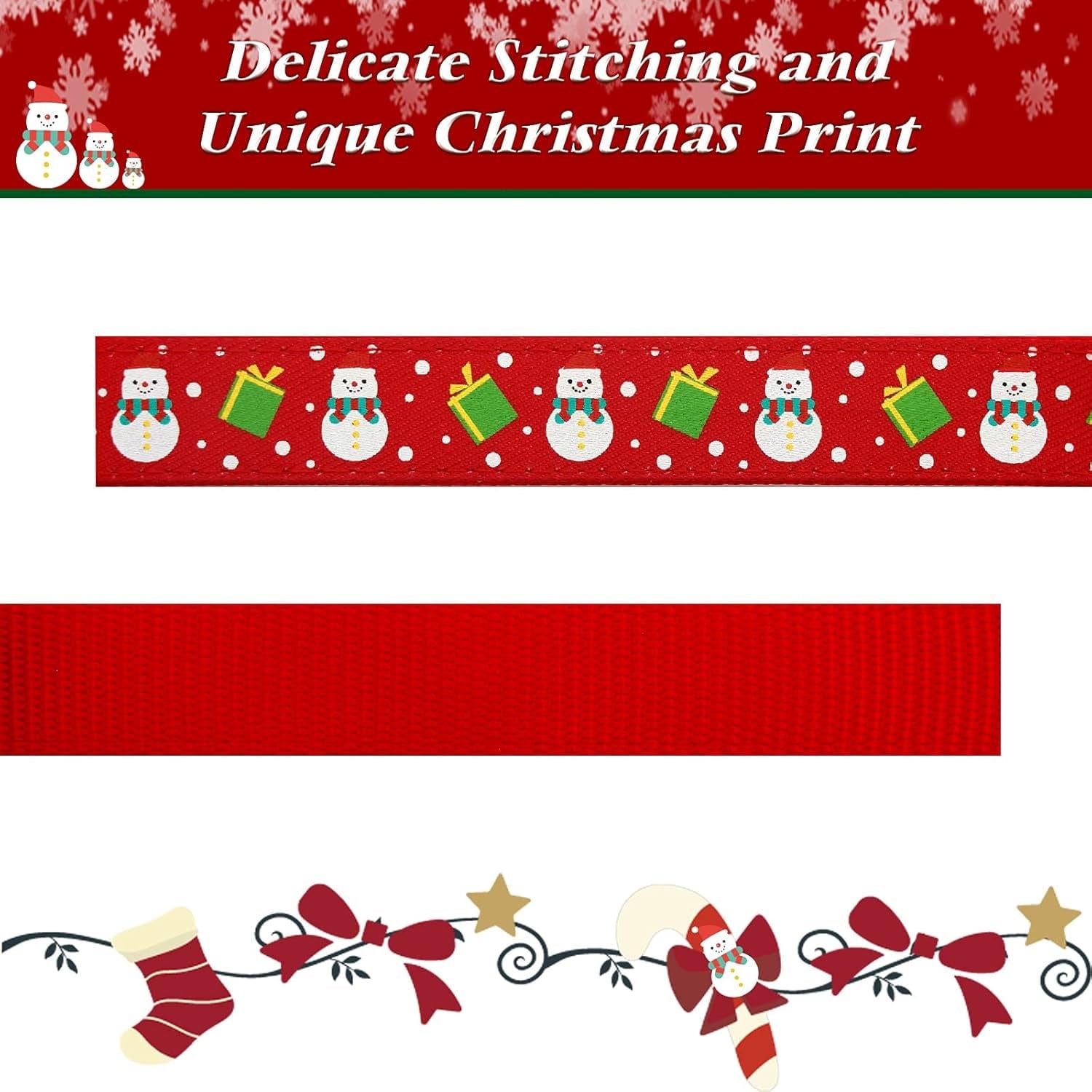 Christmas Dog Collar Adjustable Xmas Dog Collar with Christmas Antler Bow Tie Accessories Snowman Dog Collar for Medium Dogs 1Christmas-Snowman / M - Neck: 14-20 Inch