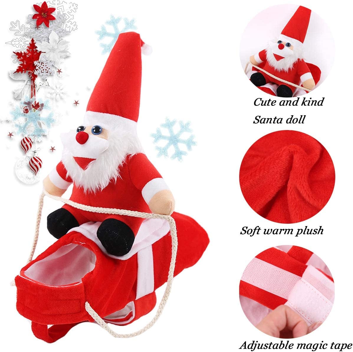 Clearance Christmas Dog Costume Funny Dog Christmas Santa Claus Costume Riding on Dog Pet Cat Christmas Holiday Outfit Pet Christmas Clothes Dressing up for Halloween Christmas Party(Large) Large