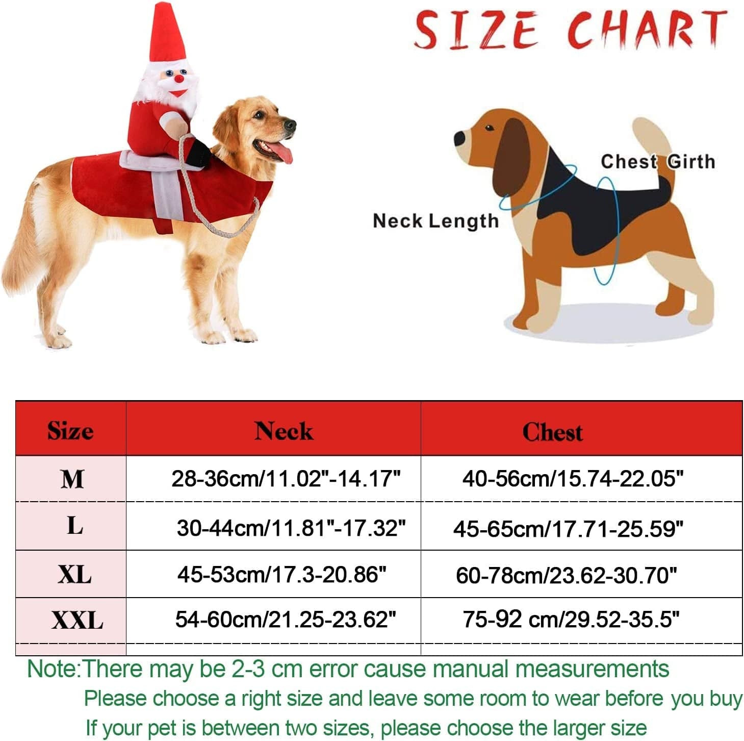 Clearance Christmas Dog Costume Funny Dog Christmas Santa Claus Costume Riding on Dog Pet Cat Christmas Holiday Outfit Pet Christmas Clothes Dressing up for Halloween Christmas Party(Large) Large