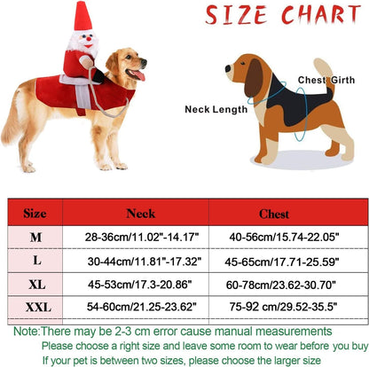 Clearance Christmas Dog Costume Funny Dog Christmas Santa Claus Costume Riding on Dog Pet Cat Christmas Holiday Outfit Pet Christmas Clothes Dressing up for Halloween Christmas Party(Large) Large