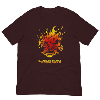 Cyberpunk Fire Demon T-shirt Oxblood Black / S