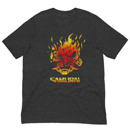 Cyberpunk Fire Demon T-shirt Dark Grey Heather / XS