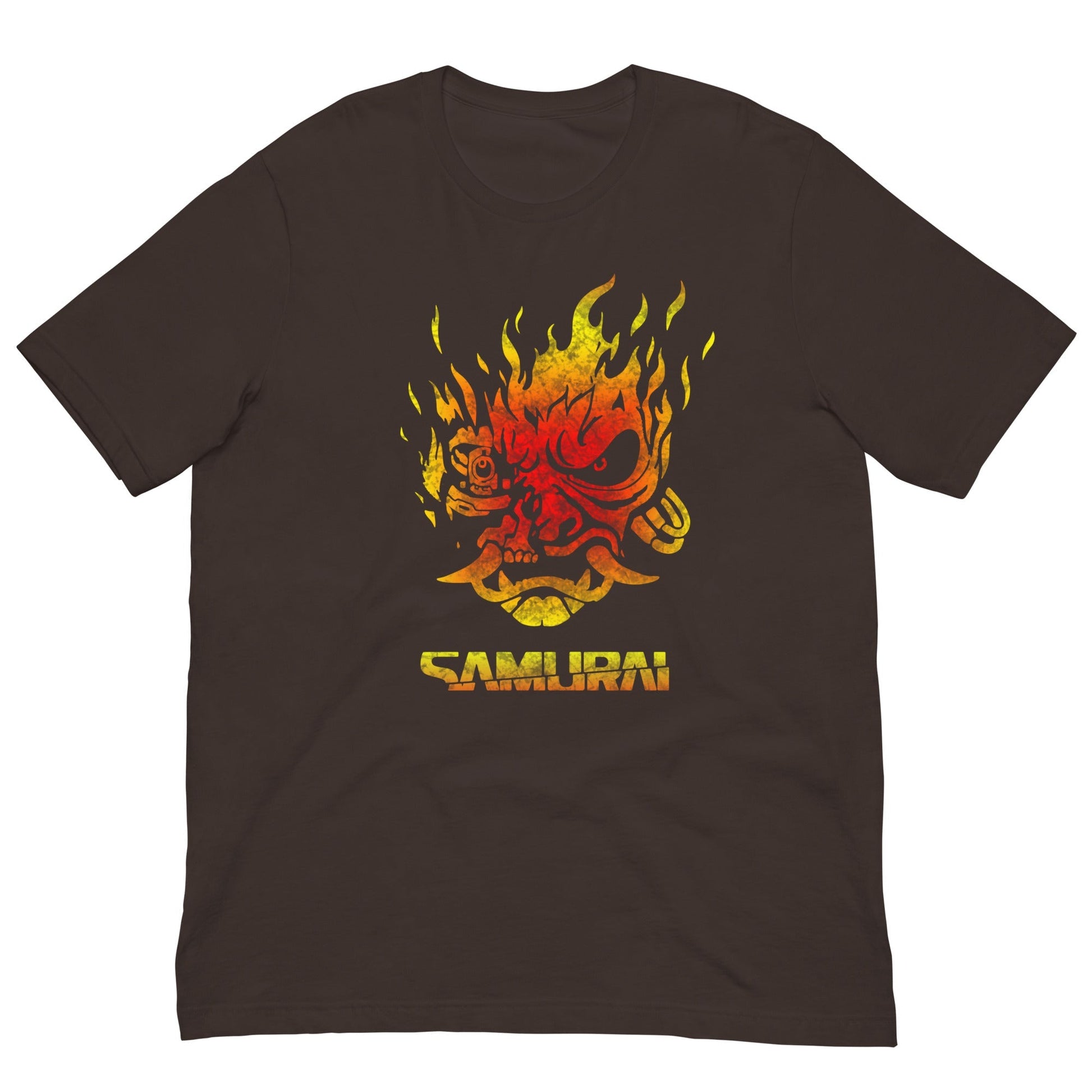 Cyberpunk Fire Demon T-shirt Brown / S