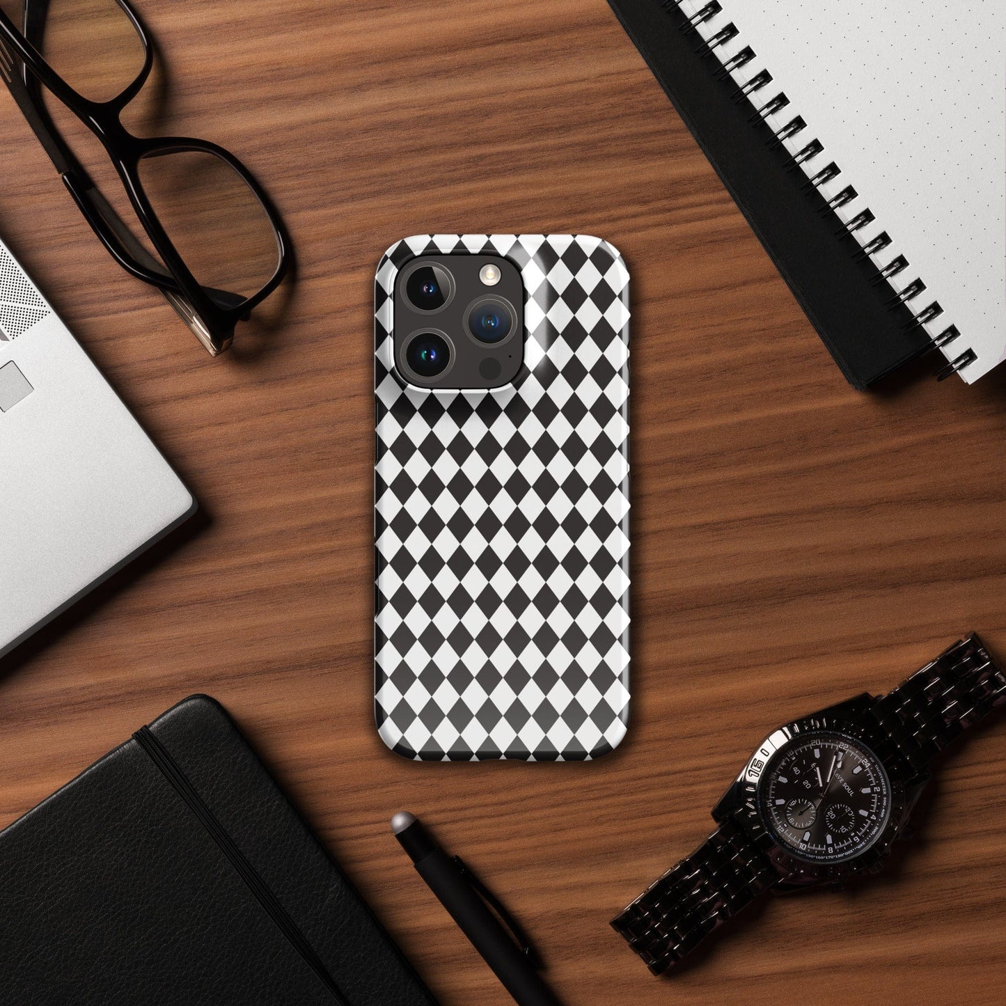 Diamonds Black and White pattern Snap case for iPhone® iPhone 16 Pro