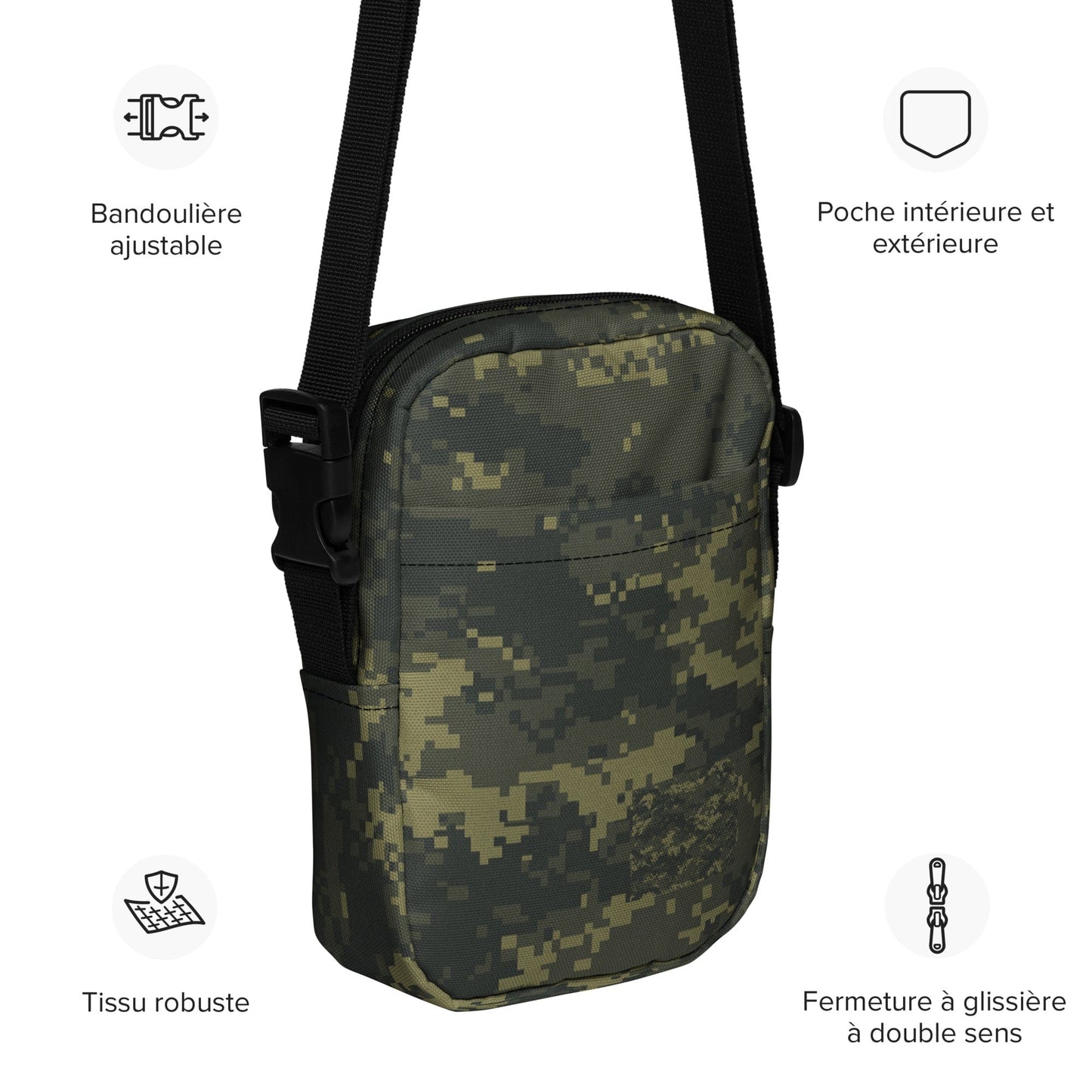 Digital Army Camo Crossbody Bag - Military Messenger Bag, Tactical Camo Shoulder Bag, Waterproof Army Sling Bag, Men’s Travel Bag, EDC Camouflage Purse