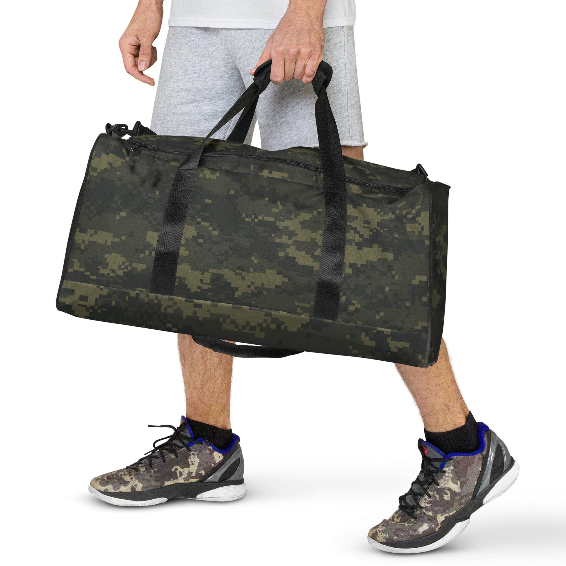 Digital Army Camo Green Duffle Bag – Military Style Travel Gym Bag, Tactical Camouflage Overnight Bag, Rugged Carry-On Weekender