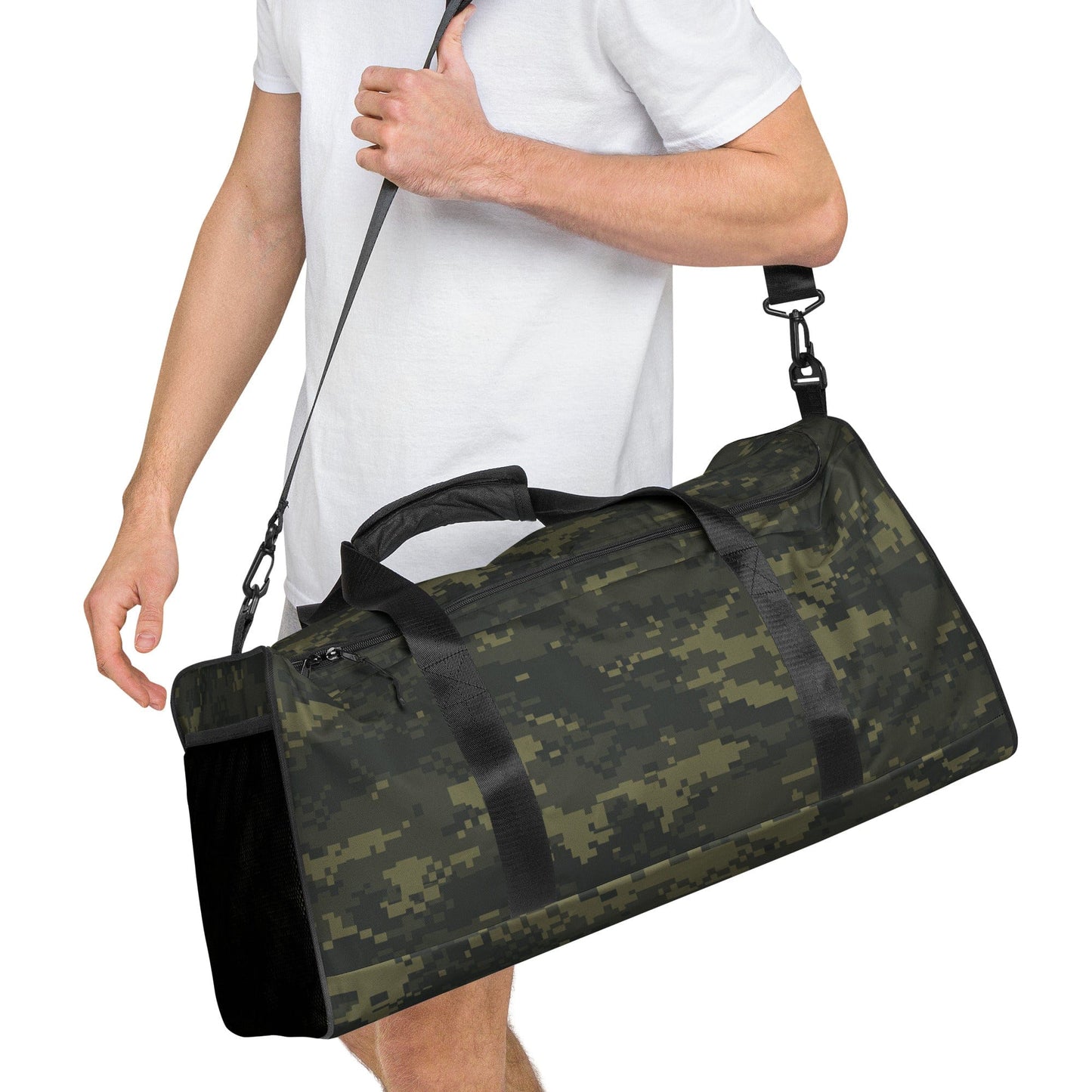 Digital Army Camo Green Duffle Bag – Military Style Travel Gym Bag, Tactical Camouflage Overnight Bag, Rugged Carry-On Weekender