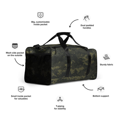 Digital Army Camo Green Duffle Bag – Military Style Travel Gym Bag, Tactical Camouflage Overnight Bag, Rugged Carry-On Weekender