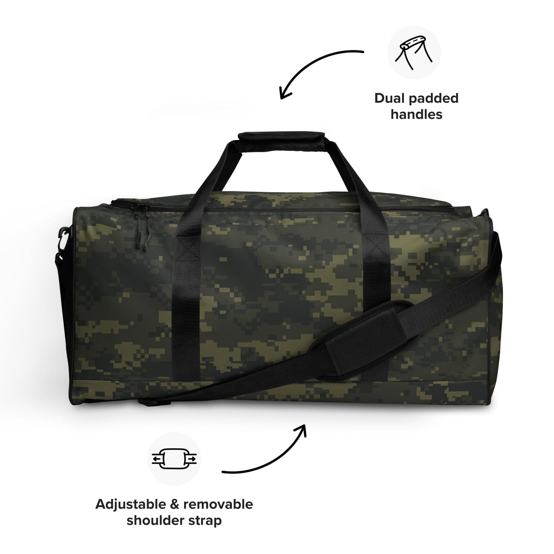 Digital Army Camo Green Duffle Bag – Military Style Travel Gym Bag, Tactical Camouflage Overnight Bag, Rugged Carry-On Weekender