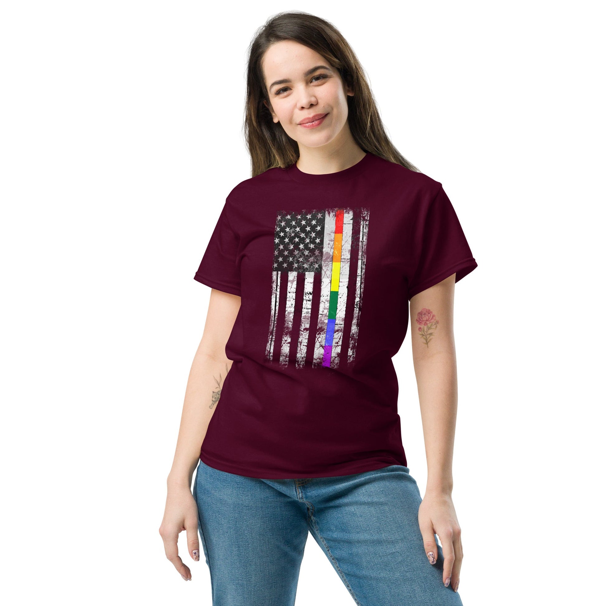 Distressed Rainbow American Flag T-shirt