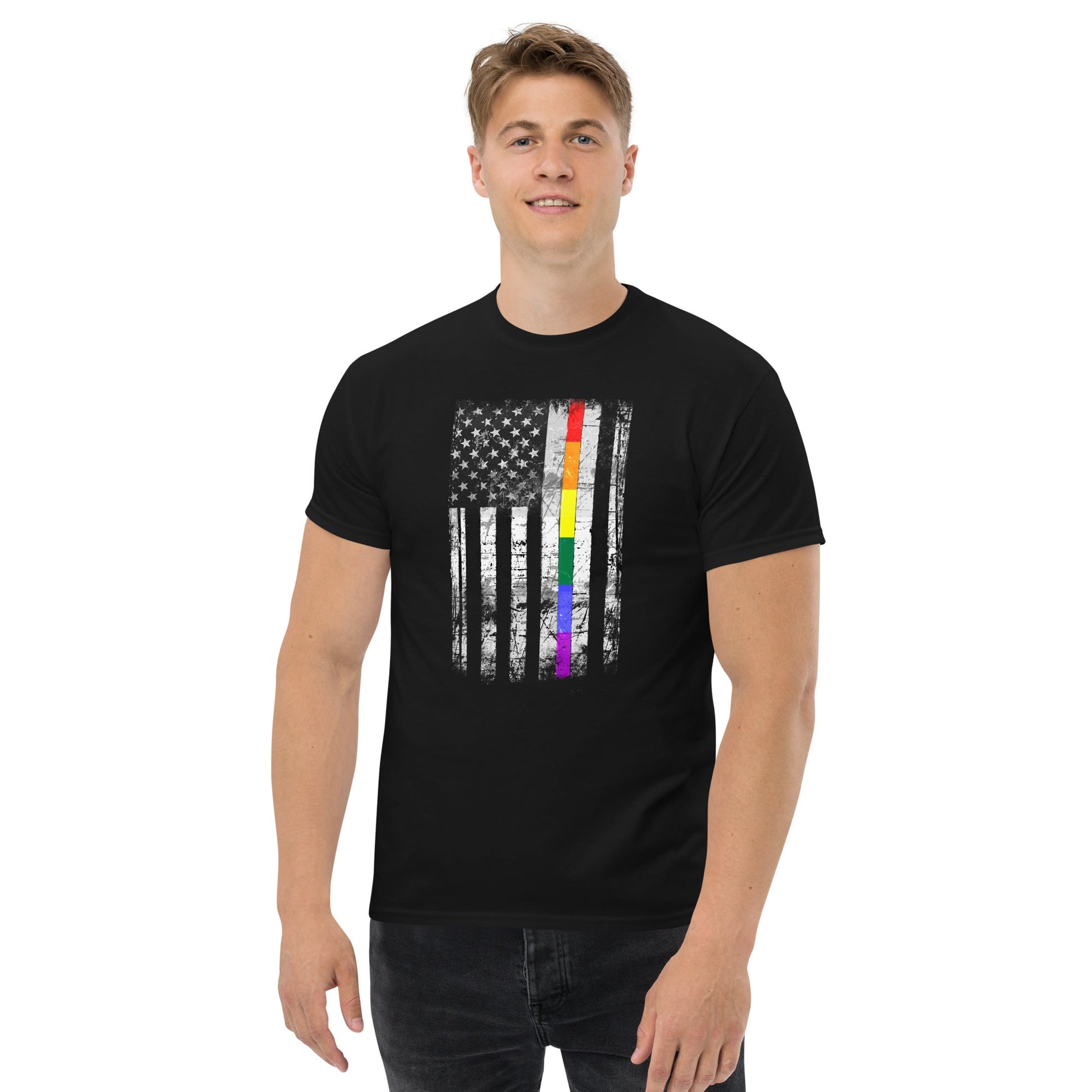 Distressed Rainbow American Flag T-shirt