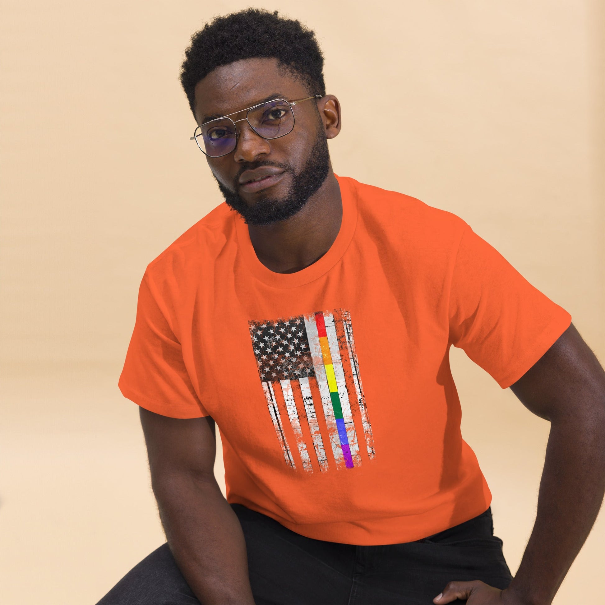 Distressed Rainbow American Flag T-shirt