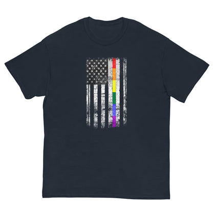 Distressed Rainbow American Flag T-shirt Navy / S