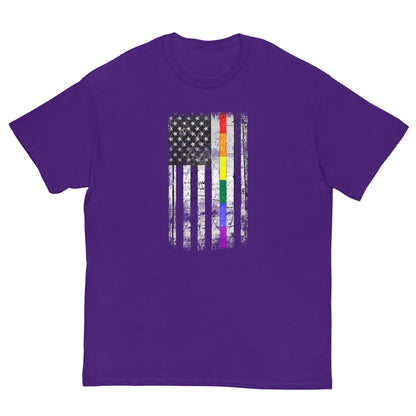 Distressed Rainbow American Flag T-shirt Purple / S