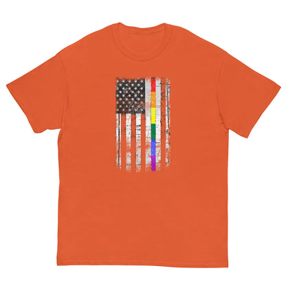 Distressed Rainbow American Flag T-shirt Orange / S