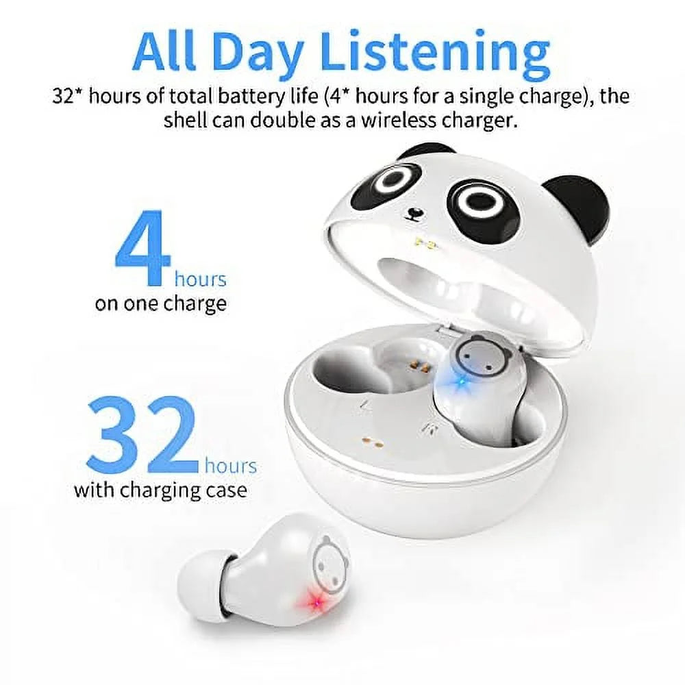 Wireless Earbuds for Kids,Bluetooth Earbuds with Cute Panda Comfort&Lightweight Design Noise Cancellation Earphone for Girl Women Sport Bluetooth 5.0 in Ear Headphone with Mini Portable Charging Case