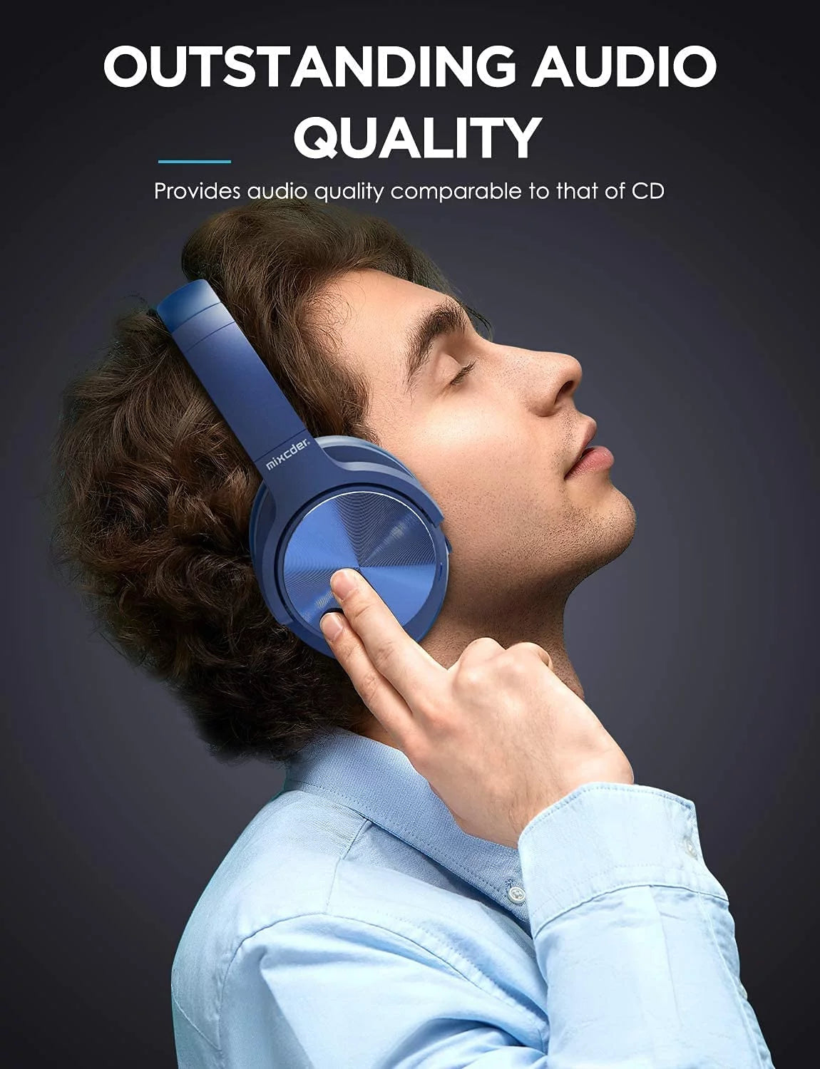 E9 Noise Cancelling Headphones,Wireless Bluetooth over Ear Headphones with Microphone,Aptx HD - Blue