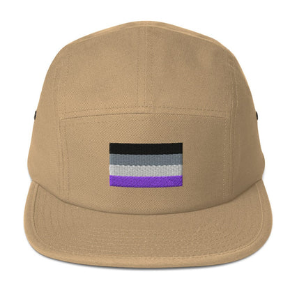 Embroidered Asexual Flag Five Panel Cap Khaki