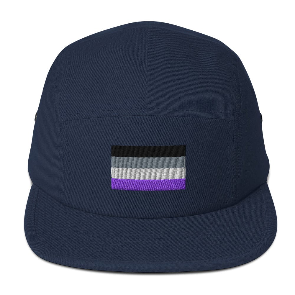 Embroidered Asexual Flag Five Panel Cap Navy