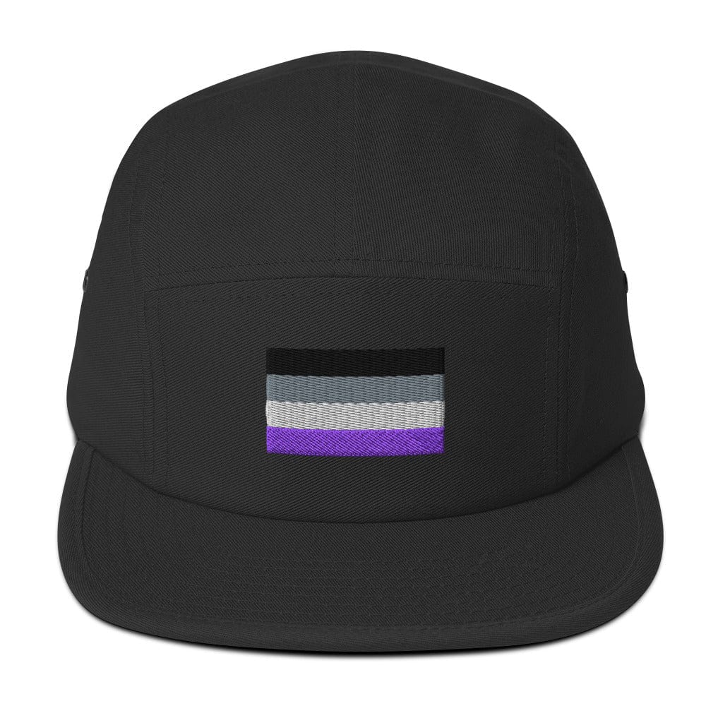 Embroidered Asexual Flag Five Panel Cap Black