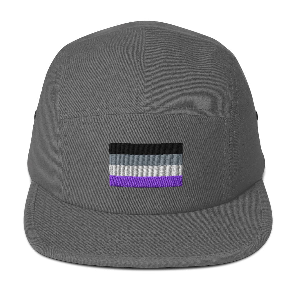 Embroidered Asexual Flag Five Panel Cap Grey