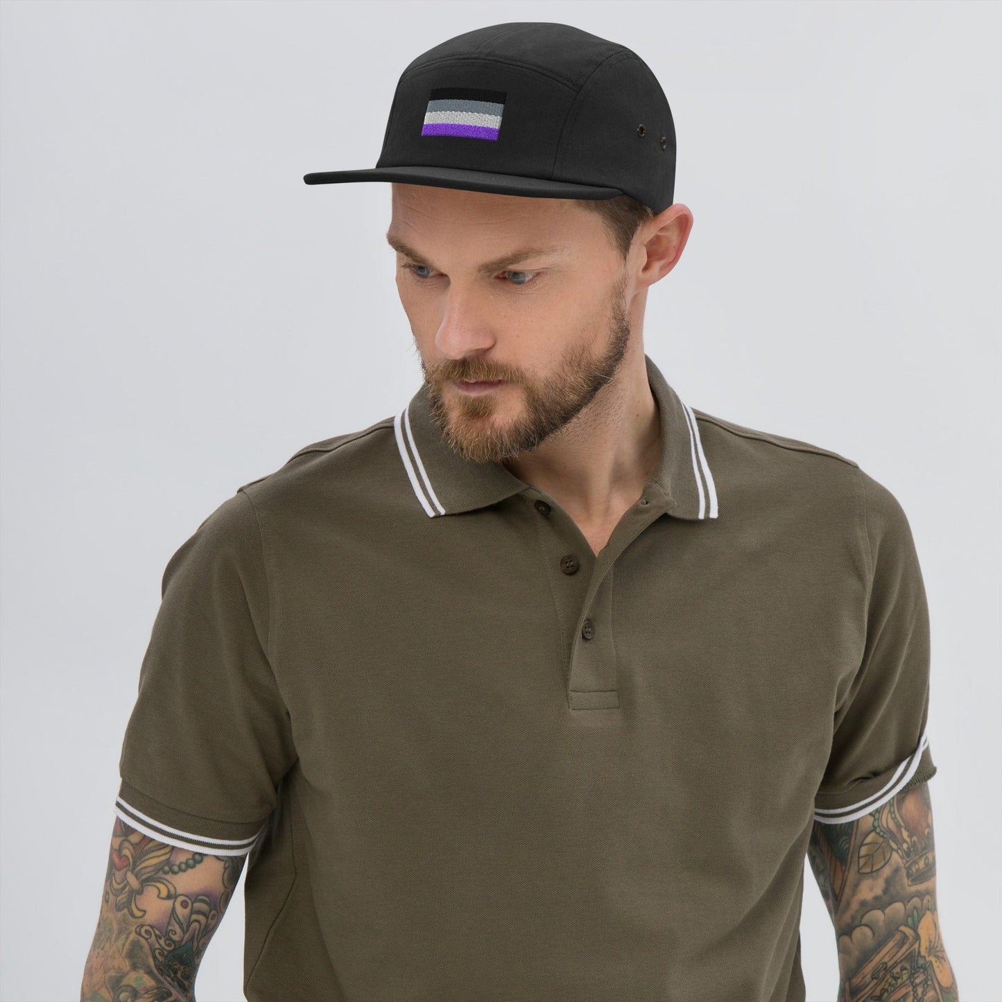 Embroidered Asexual Flag Five Panel Cap