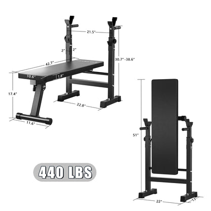 Foldable Bench Press Bench, Workout Bench for Home Gym, Adjustable Weight Bench, 22.8 Width Black