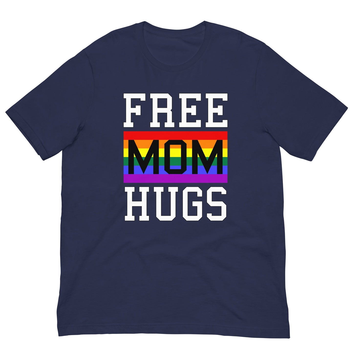 Free Mom Hugs LGBT Pride Rainbow Flag T-shirt Navy / XS