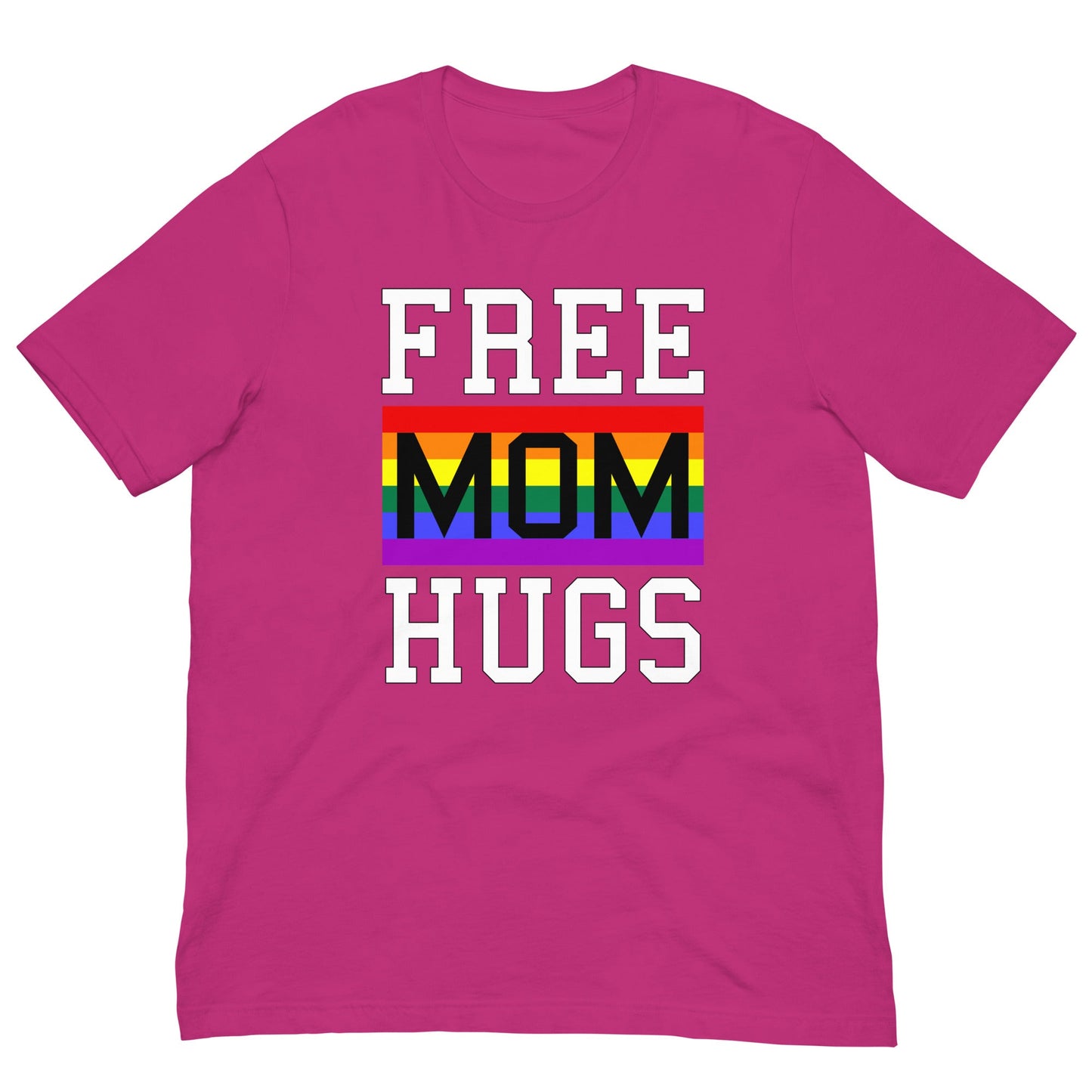 Free Mom Hugs LGBT Pride Rainbow Flag T-shirt Berry / S