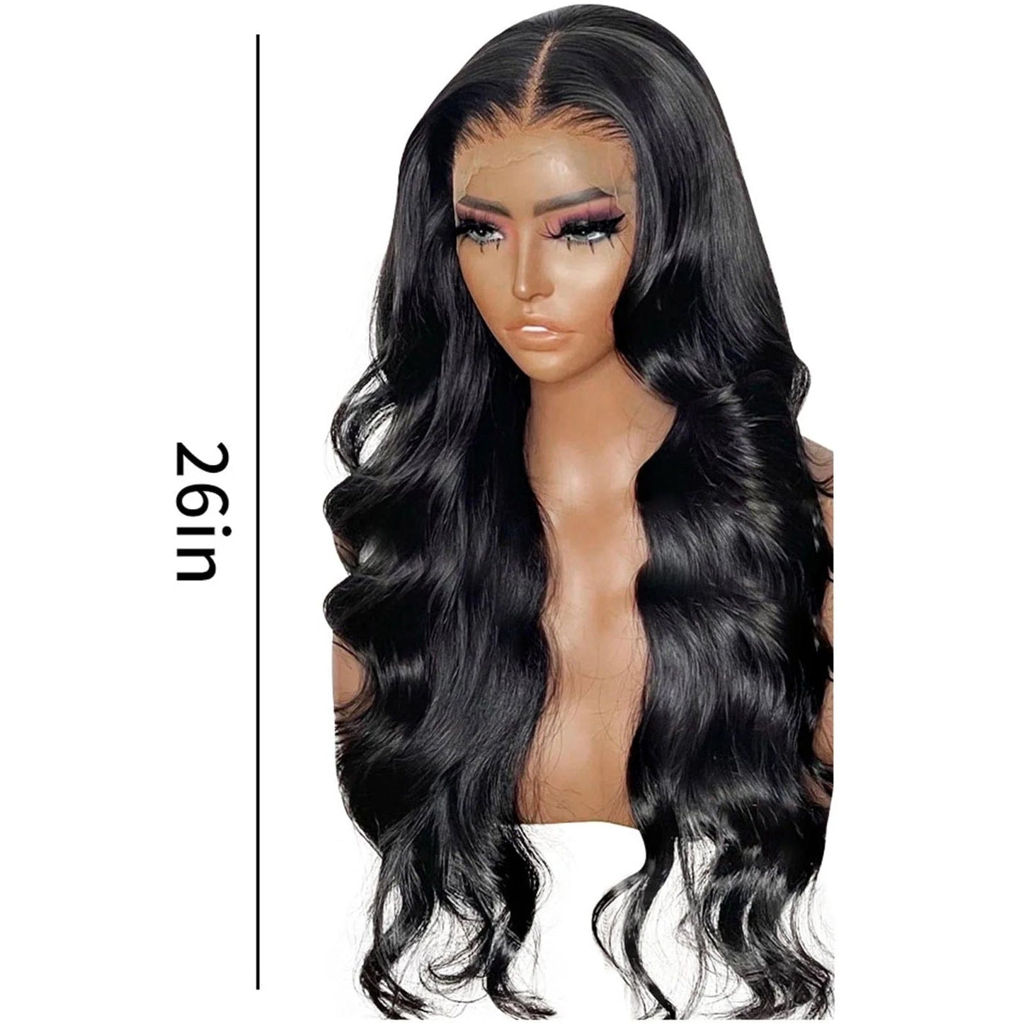 Front Wigs Human Hair 26 Inch Front Wigs Pre Plucked with Baby Hair 180% Density Glueless Human Hair Wigs for Black Women Transparent Lace Frontal Wigs Natural Black, Black Black