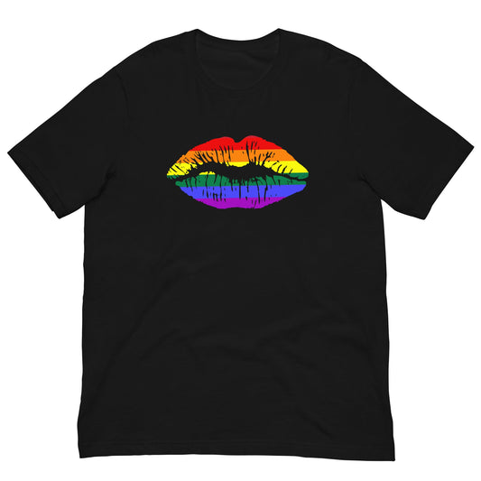 Gay Pride Rainbow Flag Lips T-shirt Black / XS
