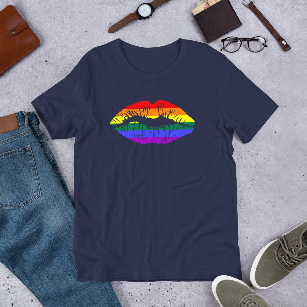 Gay Pride Rainbow Flag Lips T-shirt