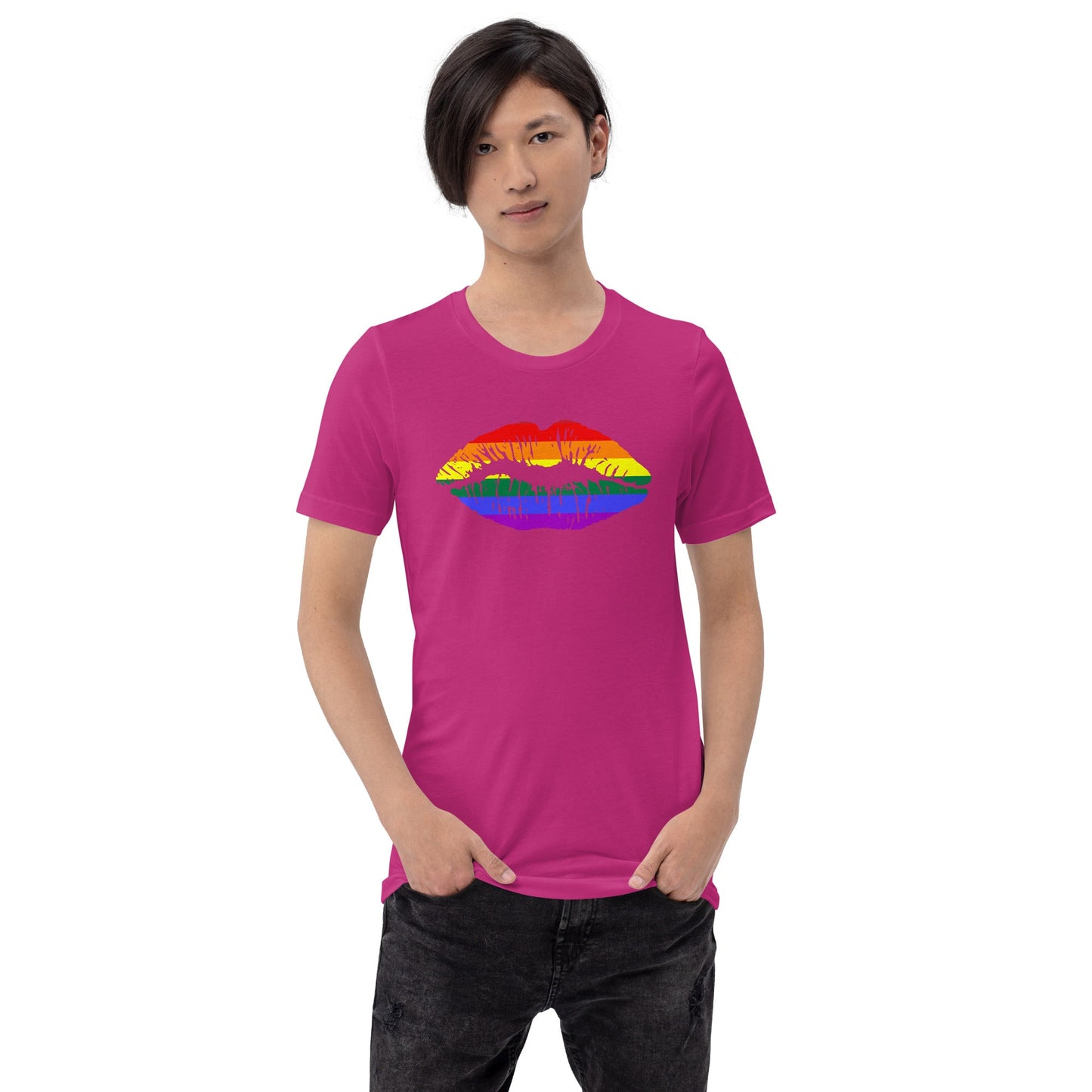 Gay Pride Rainbow Flag Lips T-shirt