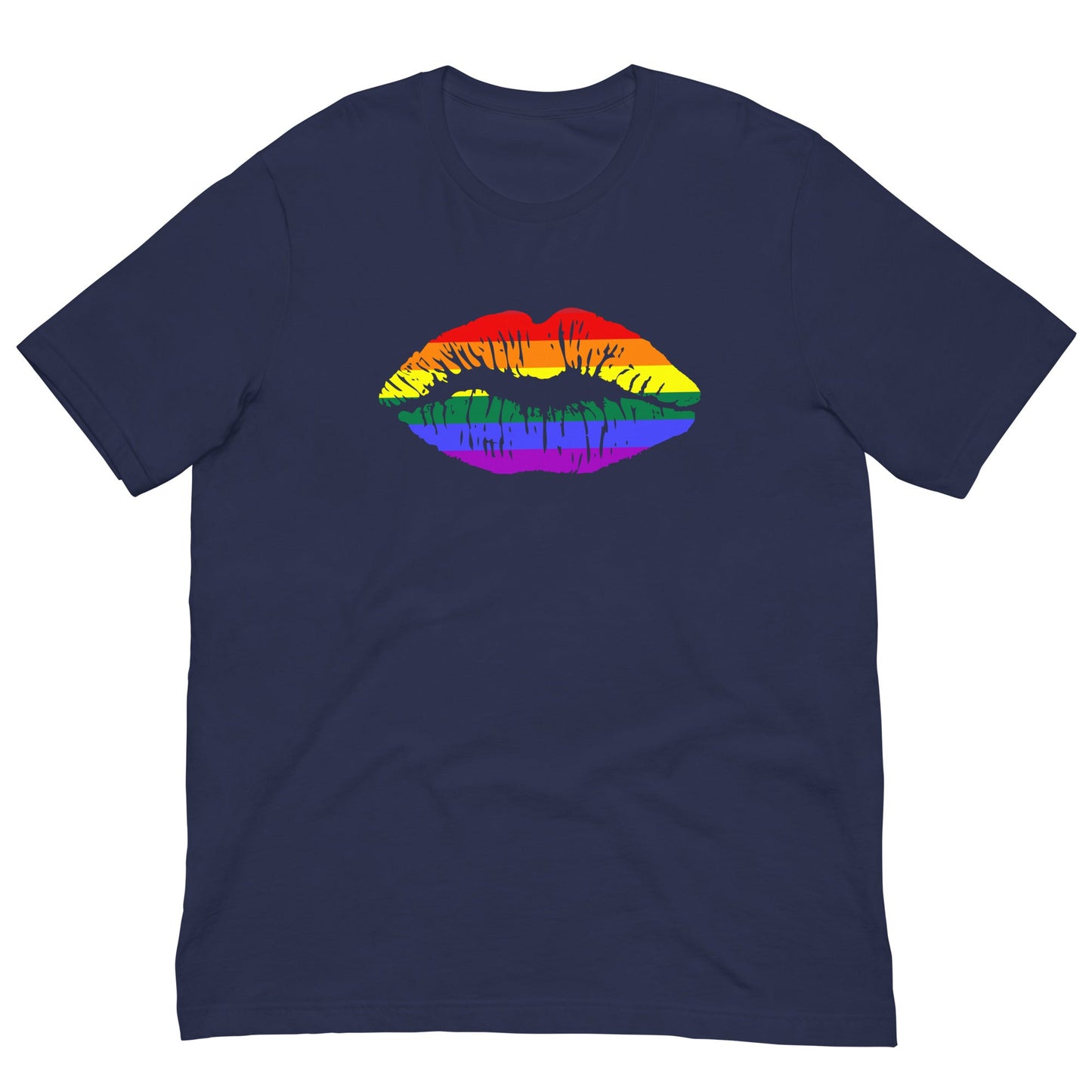 Gay Pride Rainbow Flag Lips T-shirt Navy / XS