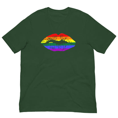 Gay Pride Rainbow Flag Lips T-shirt Forest / S