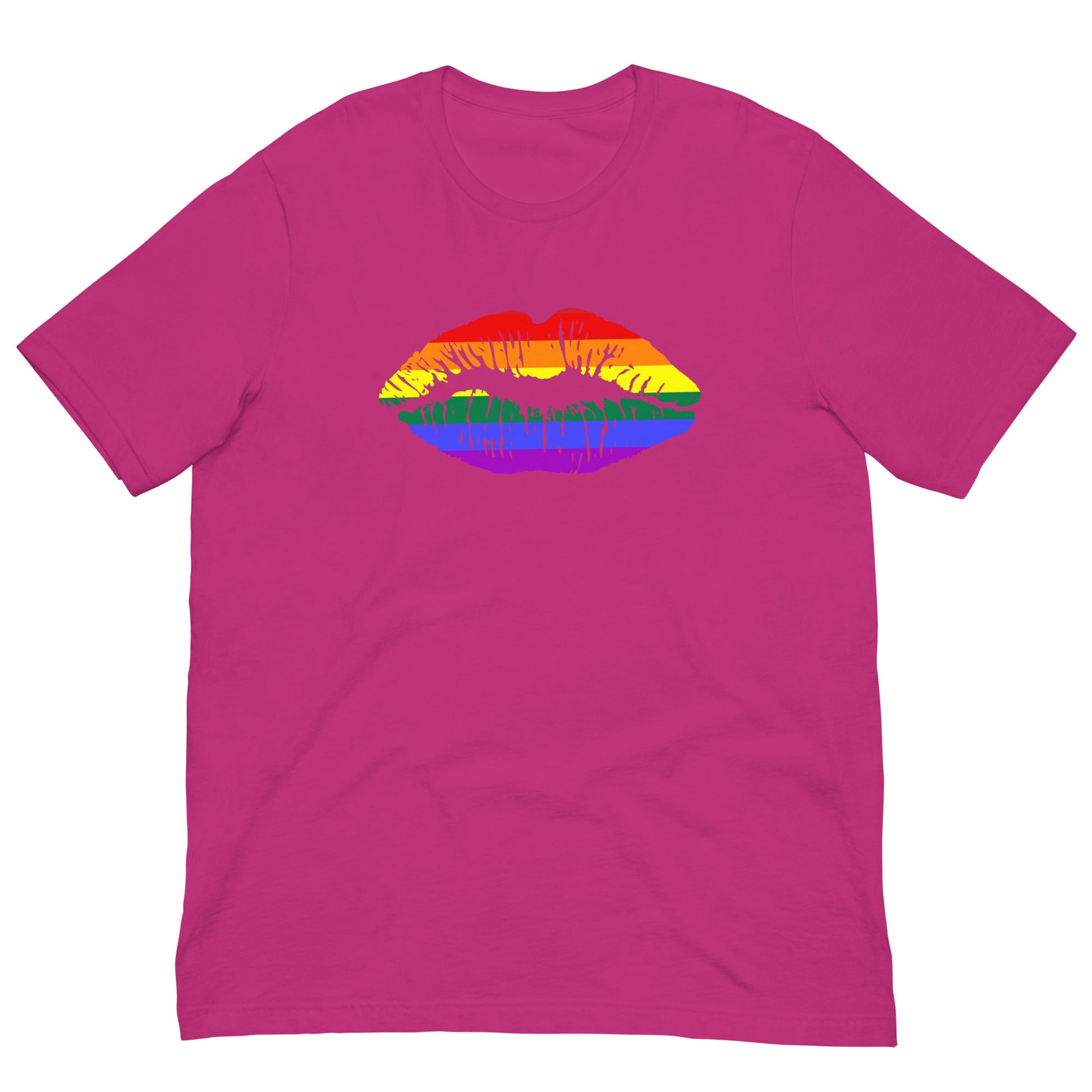 Gay Pride Rainbow Flag Lips T-shirt Berry / S