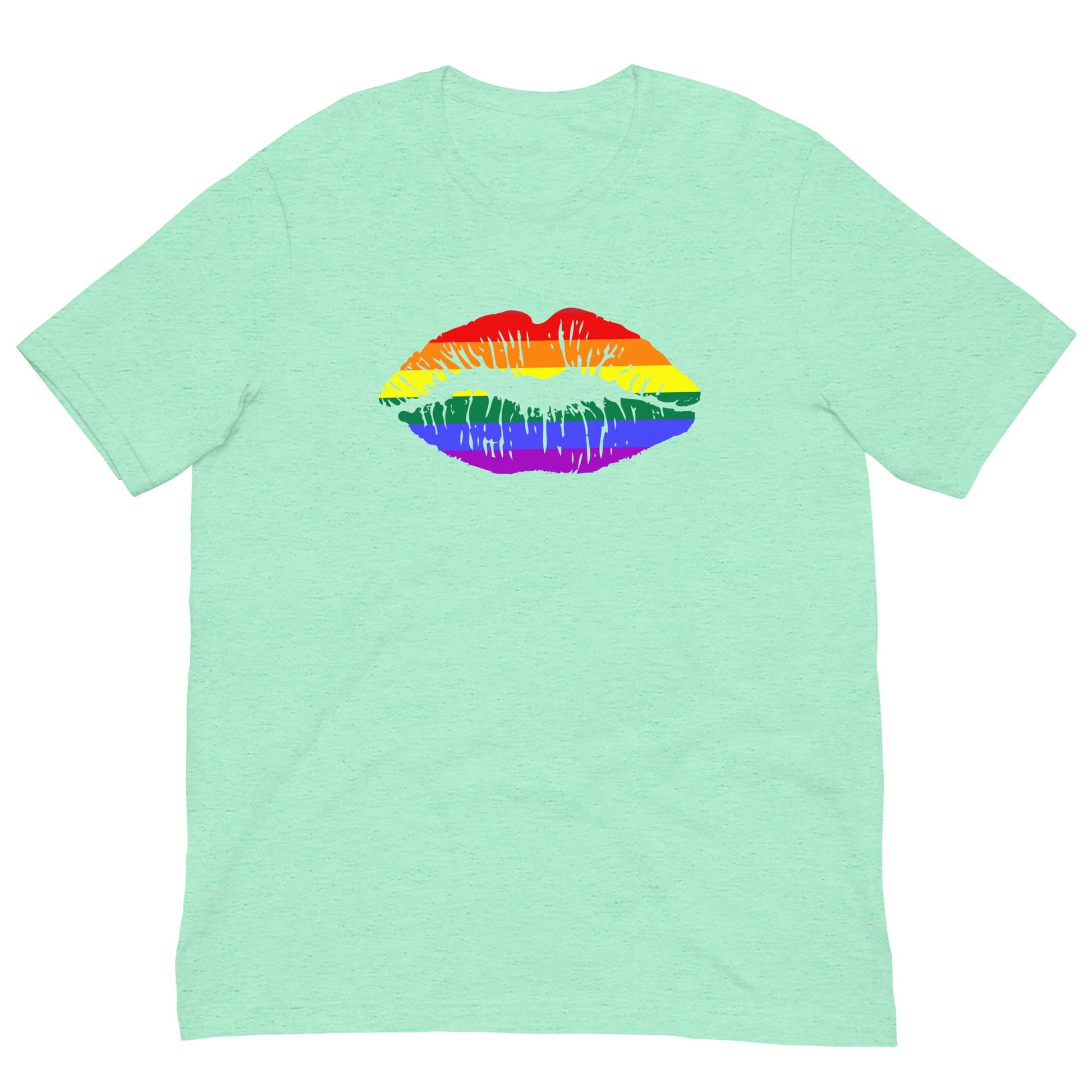 Gay Pride Rainbow Flag Lips T-shirt Heather Mint / S