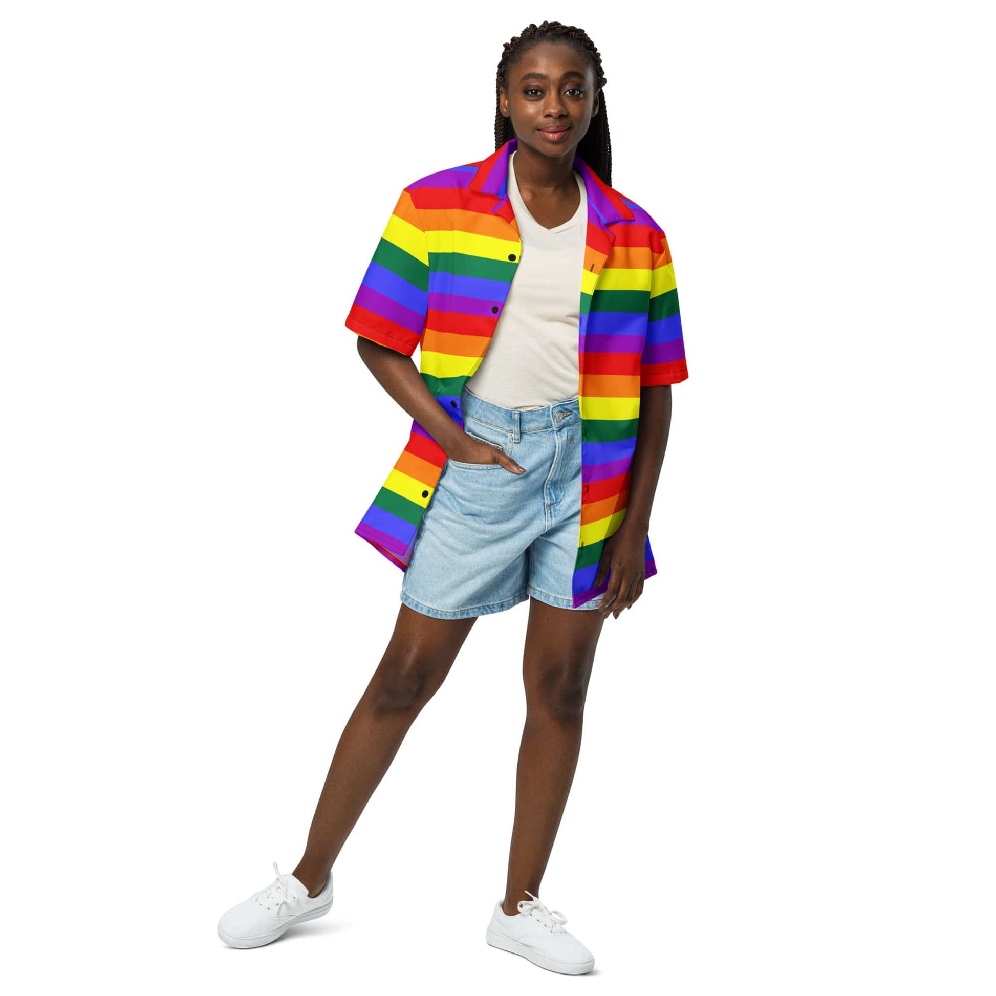 Gay Pride Rainbow Flag Unisex button Shirt