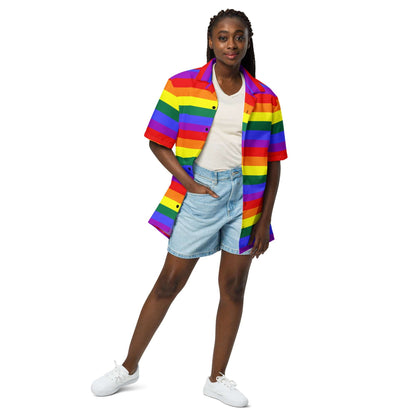 Gay Pride Rainbow Flag Unisex button Shirt