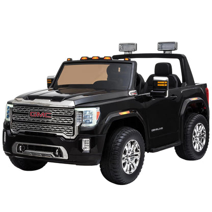 GMC Sierra HD Licensed 12V  Electric Car, Battery Powered Electric Car for Kids W/ Remote Control, Headlights & Four Wheel Suspension, Black Black