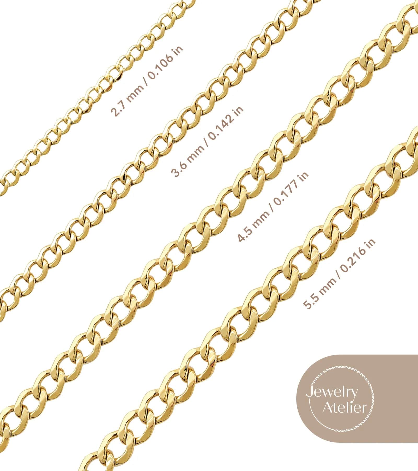 Gold Chain Necklace Collection - 14K Solid Yellow Gold Filled Miami Cuban Curb Link Chain Necklaces for Women and Men with Different Sizes (2.7Mm, 3.6Mm, 4.5Mm, or 5.5Mm) 20 In / 2.7 Mm