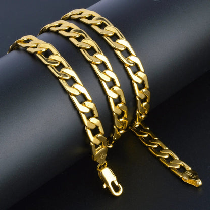 Gold Plated Cuban Chain Long Necklace