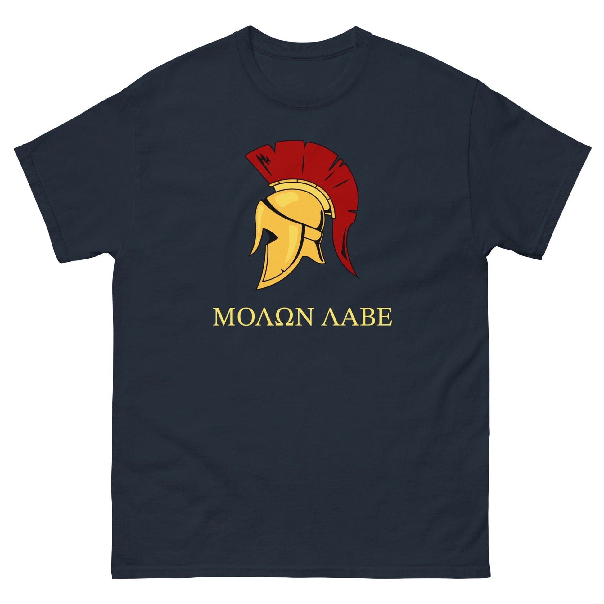 Gold Spartan Helmet T-shirt Navy / S