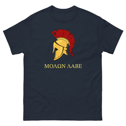 Gold Spartan Helmet T-shirt Navy / S