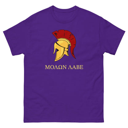Gold Spartan Helmet T-shirt Purple / S