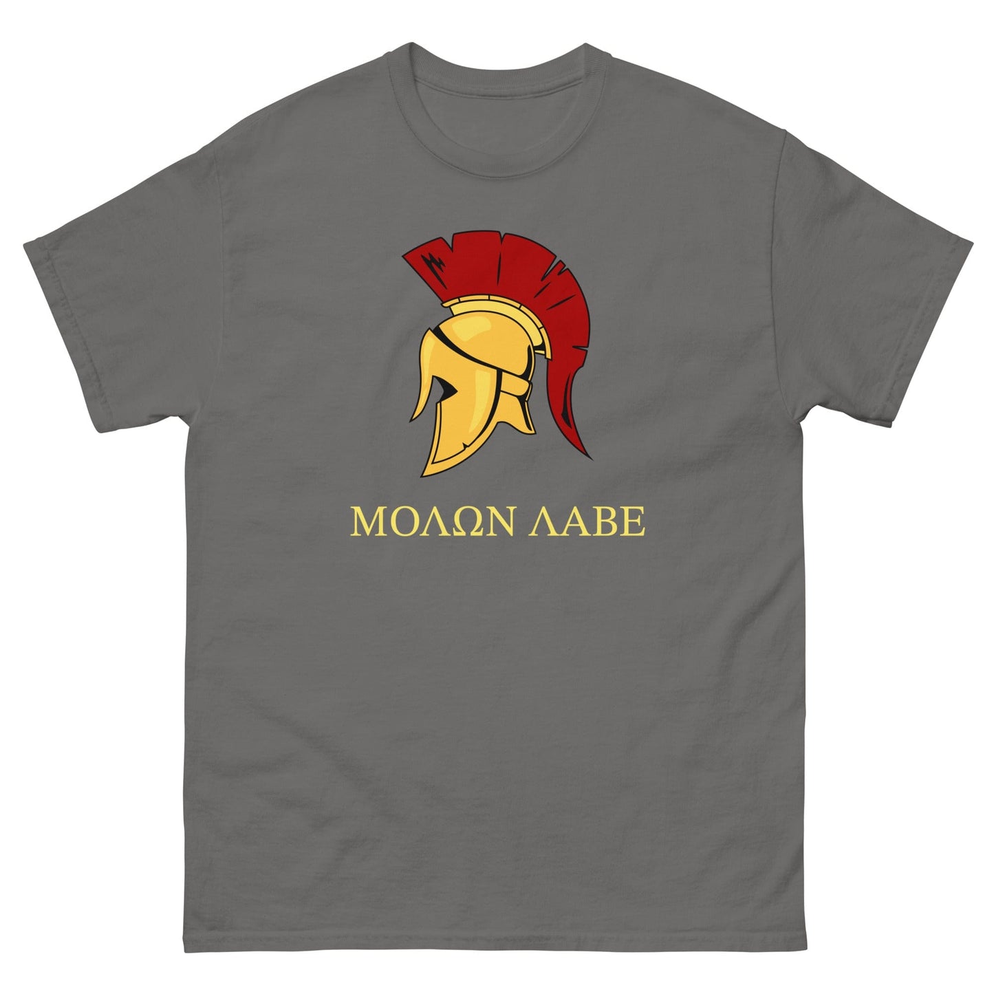 Gold Spartan Helmet T-shirt Charcoal / S