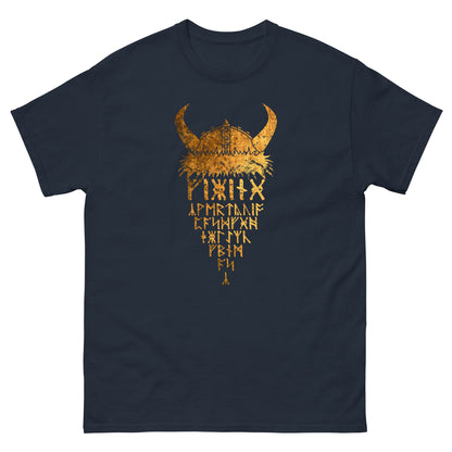 Scar Design Navy / S Gold Viking Helmet T-shirt